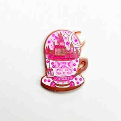 Laserbrain Patch Co Harry Potter DELORES UMBRIDGE cat plate hot pink teacup pin