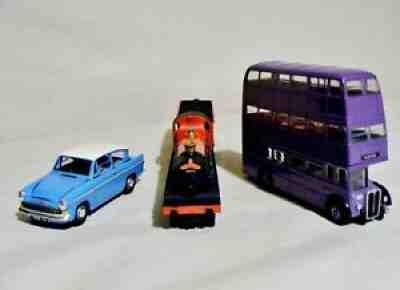 Harry Potter Corgi Diecast Full Set Ford Anglia Car Knight Bus &Hogwarts Express