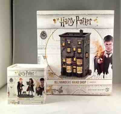 Dept 56 Lot of 2: OLLIVANDER'S WAND SHOP + WINGARDIUM LEVIOSA! Harry Potter Vill