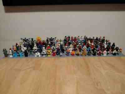 Lot of 140 Authentic Lego Minifigures Marvel-Star Wars Minecraft Scooby Doo DC