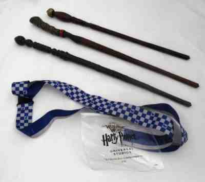 3 UNIVERSAL STUDIOS HARRY POTTER INTERACTIVE WANDS- ASH, BIRCH, IVY + LANYARD