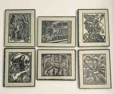 Harry Potter Set of 6 Block Print 8â? X 10â? Framed Art By Brian Reedy Signed