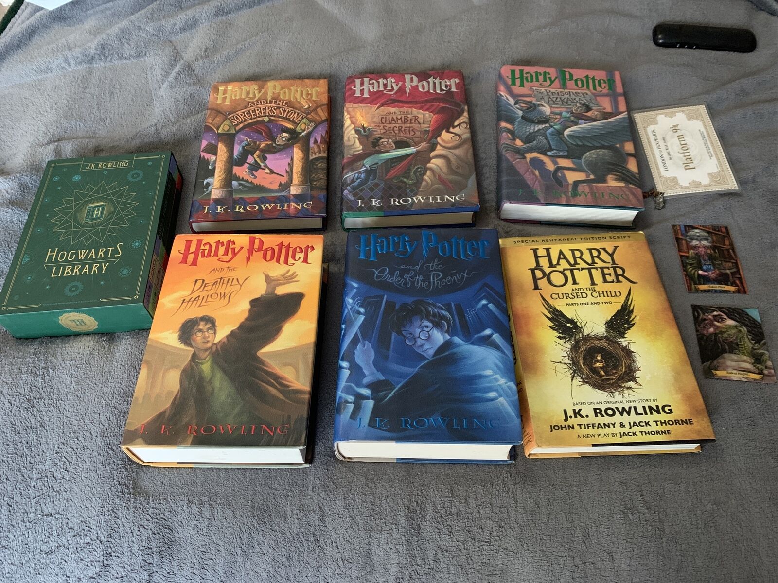 Harry Potter Lot Hardback DJ Books Hogwarts Library Holo Trading Cards Ticket