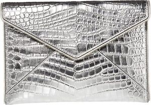 Rebecca Minkoff Leo Envelope Clutch Regular, Silver/Shiny Silver