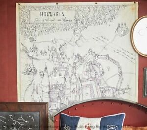 Pottery Barn Harry Potter Hogwarts Map Canvas Art Brand New 53” x 75” NEVER USED