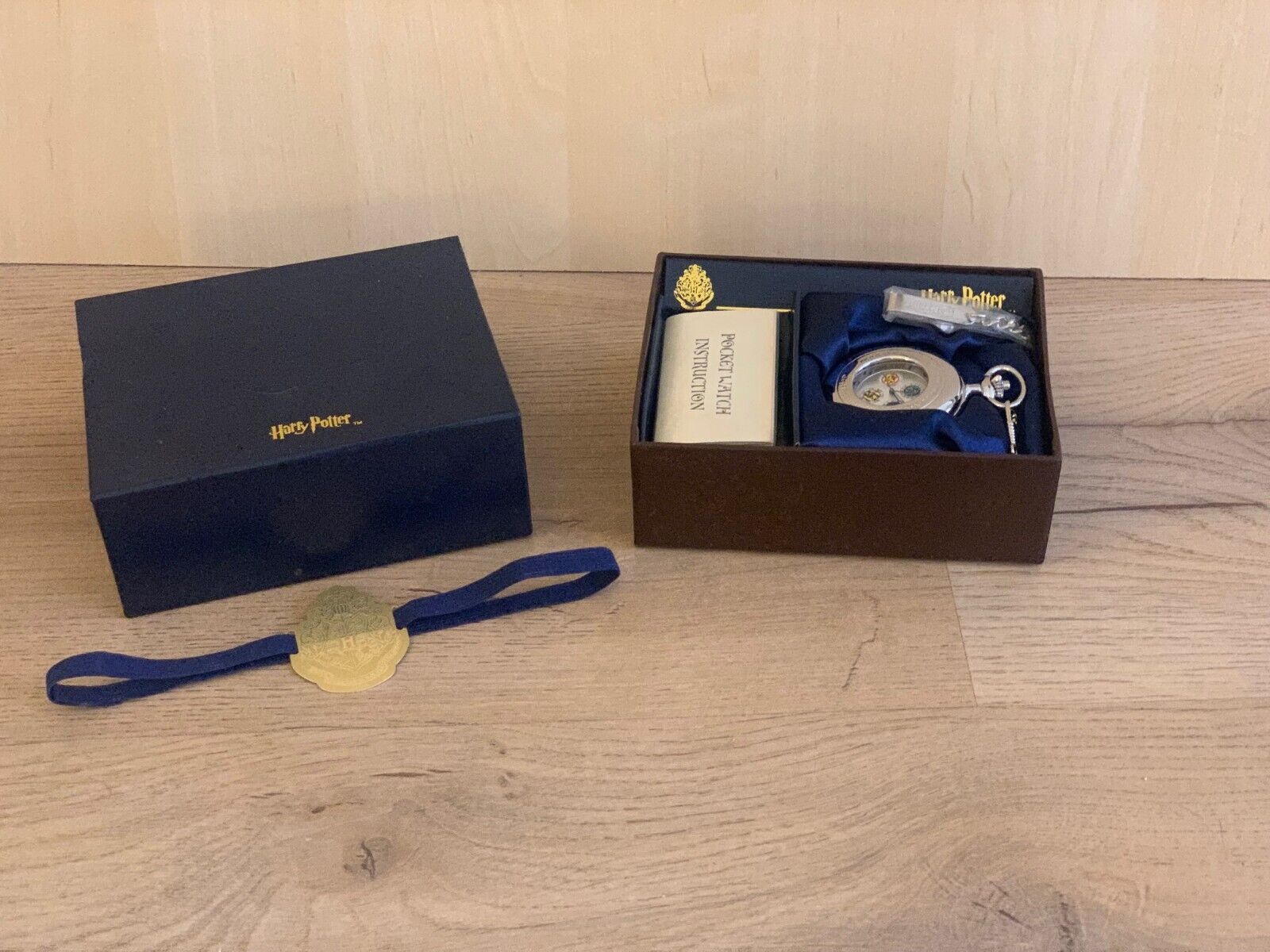 Rare Harry Potter Silver Colored Pocket Watch with Chain in Original Box