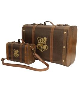 Harry Potter Hogwarts Stationary Leather Wood Suitcase Trunk SMALL & LARGE SET