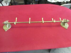 Vintage Mid Century Brass Horse Head Wall Coat/Hat Rack Equestrian 5 Hook - 41"