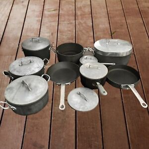 Vintage Magnalite Pro GHC USA Skillets Pots & Pans w/ Lids 17 Pieces Cookware