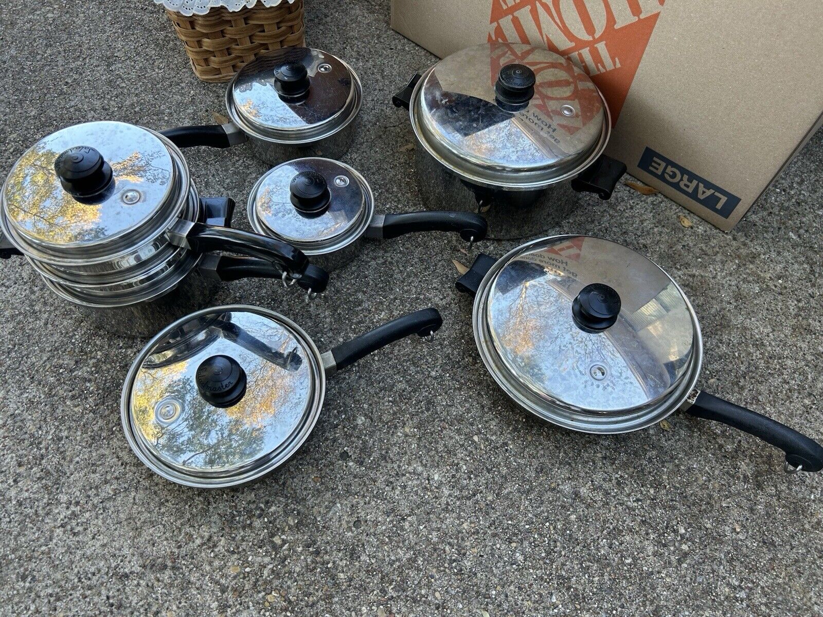 Vtg 14 Pc Saladmaster Cookware Set T304 Stainless W Vapo Lids Dallas Texas USA