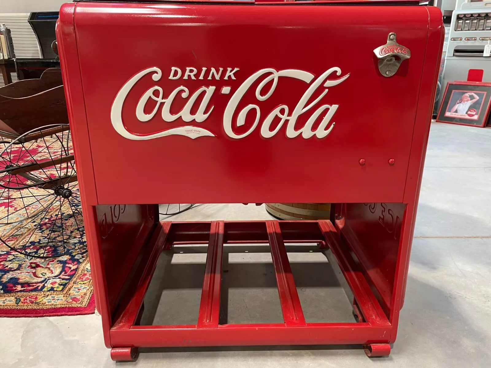 Vintage Restored Coca-Cola Coke Ice Cooler Double Lid Open Front
