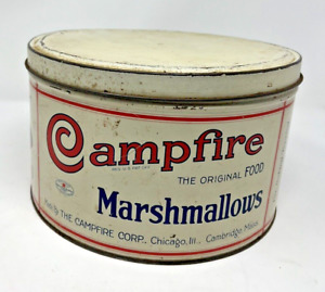 Vintage 1920s Campfire Marshmallows Tin w/Lid 5 lb 10" Chicago IL Cambridge MA