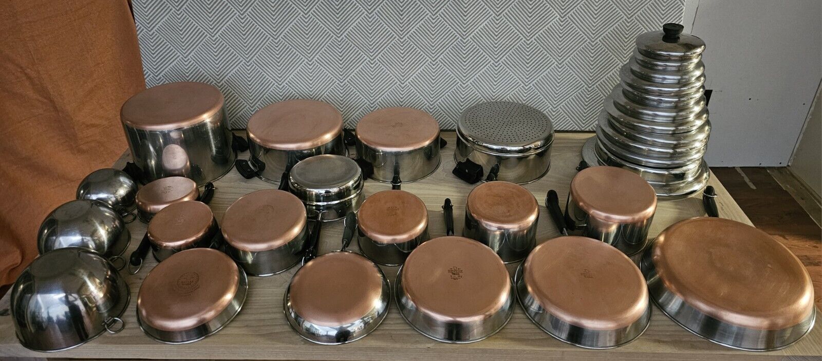 Vintage REVERE WARE 1801 Copper Bottom 31 PC Cookware Set Pot & Pans