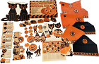 Vtg Whitman HALLOWEEN Party Material Box Set Black Cat Pumpkin Witch Crepe Hats
