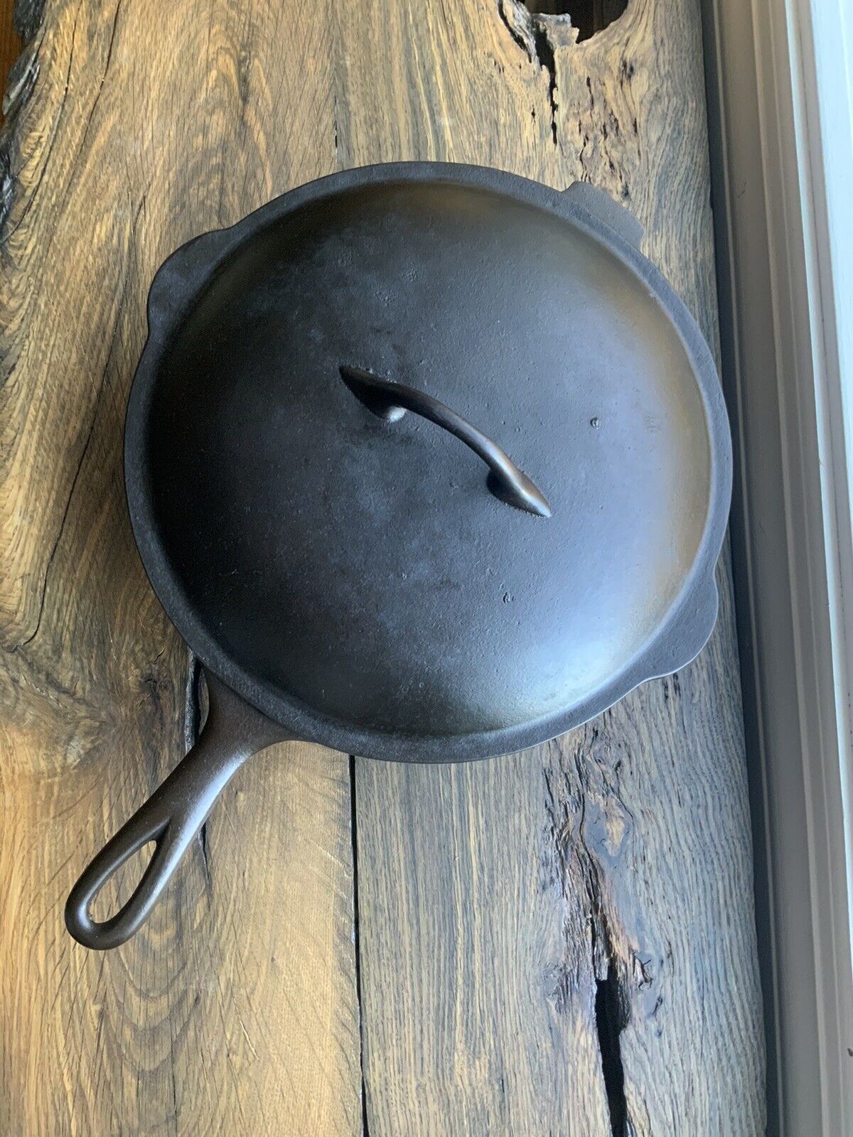 Favorite Piqua Ware 8 1/2 A Cast Iron Chicken Fryer & Lid, Smiley Logo, Restored