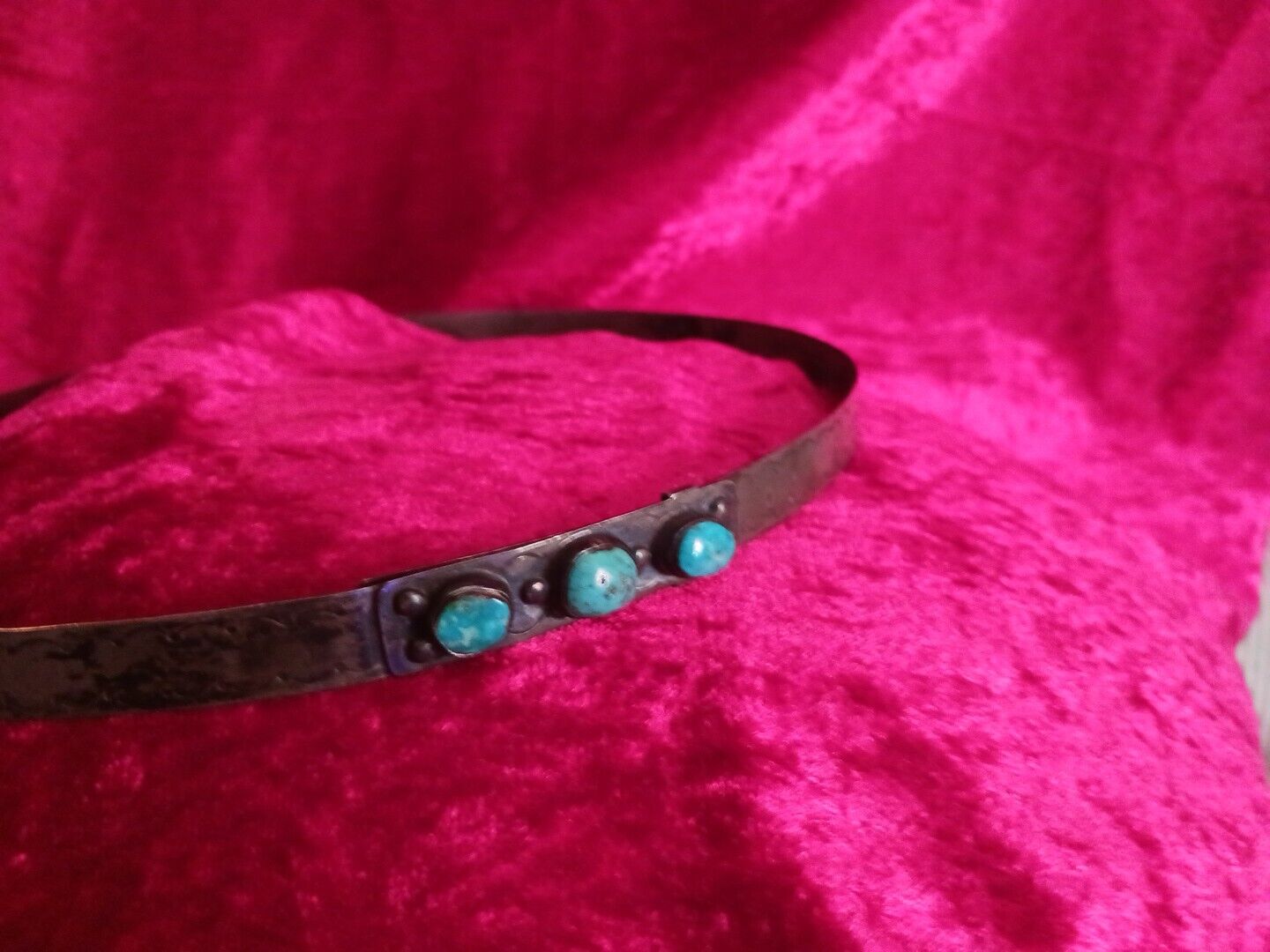Vintage Solid Sterling Silver & Turquoise Hat Band