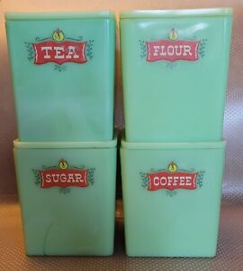 Jadeite Canister Set Coffee, Sugar, Tea, Flour