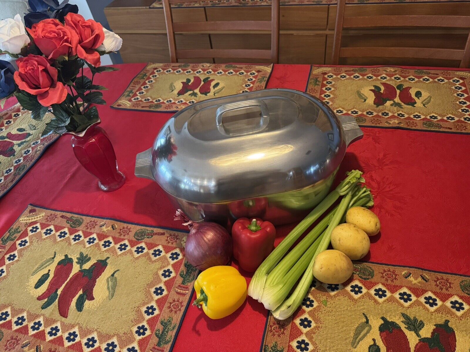 Vtg Magnalite GHC By Wagner Ware 13QT Aluminum Dutch Oven Roaster Oval USA