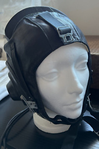 Pilot Aviator Vintage Army Leather Hat Cap Helmet 1987