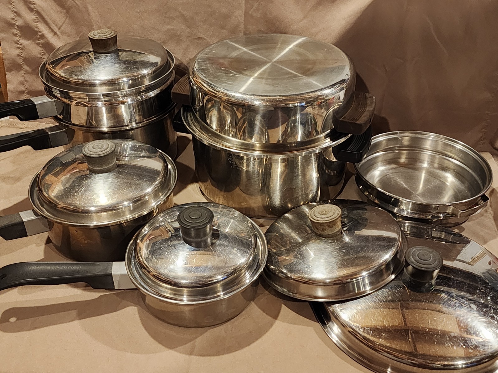 Vintage Lustre Craft 3-Ply 18-8 Stainless Steel USA 12 Pc Lot