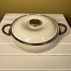 New ListingVintage Mid Century Enamel Pan with Lid COPCO SAM LEBOWITZ Cream Copper Handles
