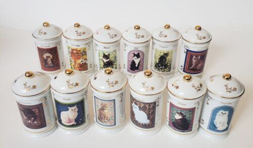 1995 Lenox Cats Of Distinction Spice Jars Set of 12 w/orig boxes