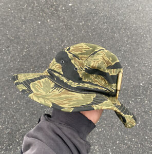Vintage Tiger Stripe Stencil Camo Boonie Hat Cap Bucket Vietnam 60’s 70’s