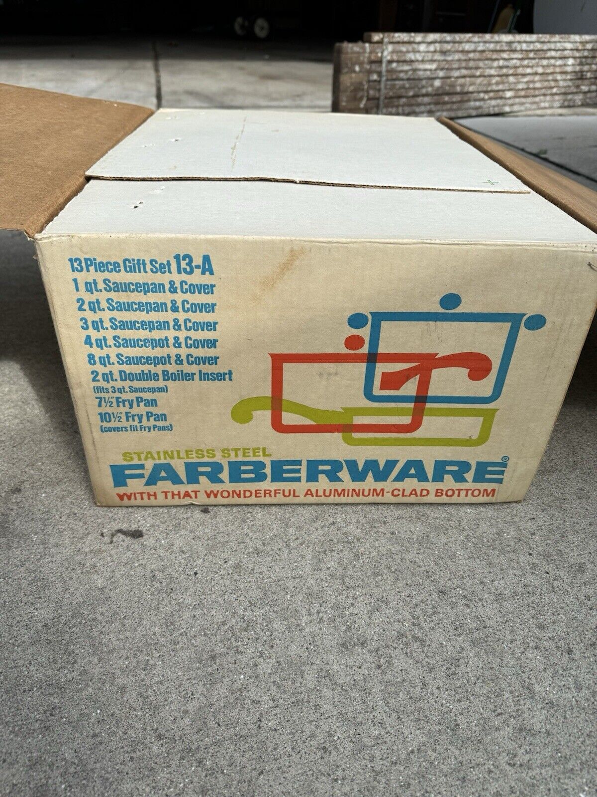 Vintage 9 Pc FARBERWARE Classic Stainless Steel Aluminum Pots Pans Cookware NIB