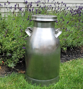 Vintage Firestone Steel Products Stainless 10 Gallon Dairy Milk Can with Lid