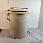 VINTAGE Blue Crown + LID LARGE WITH HANDLES 20 GALLON STONEWARE POTTERY CROCK