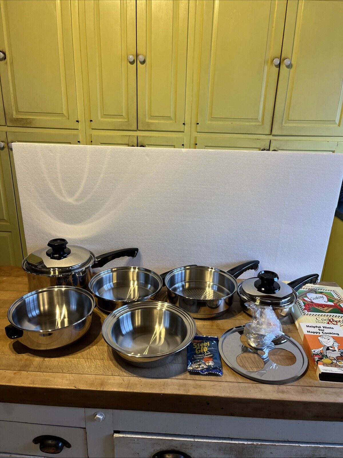 VTG Lustre Craft Westbend 5 Ply Stainless Steel 9 Pc Cookware Set Multi Core NIB