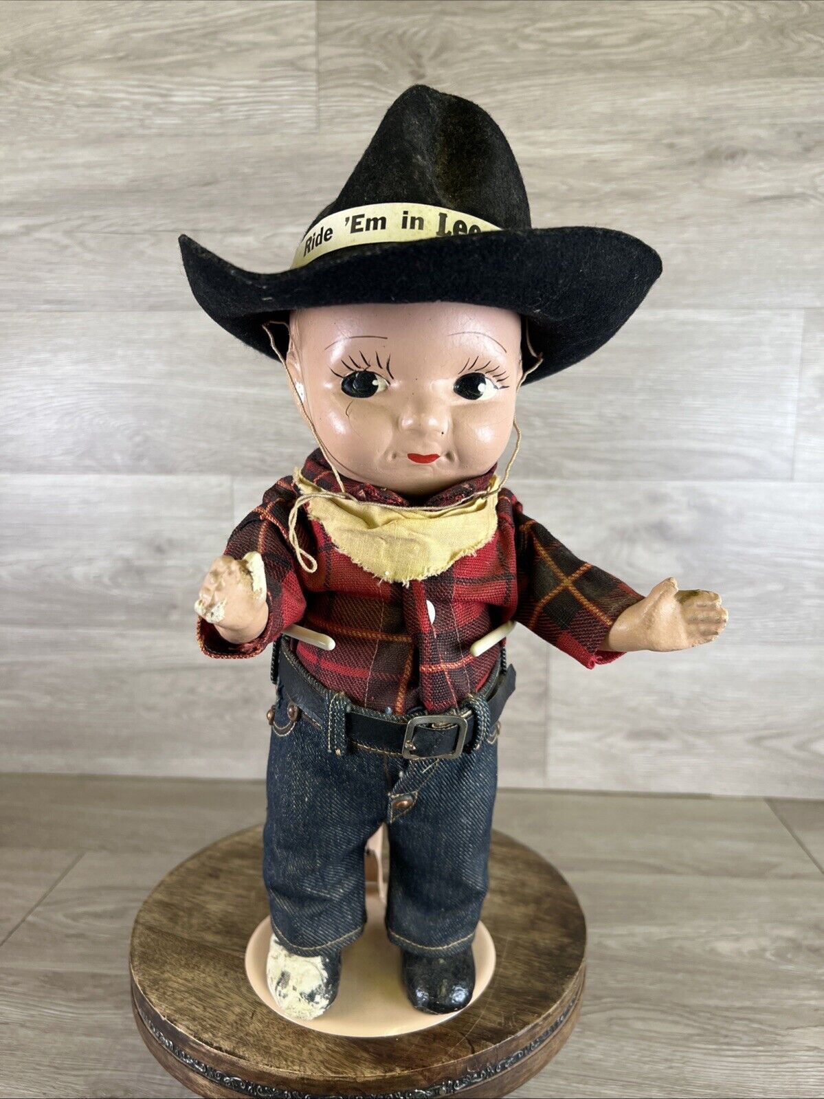 Vintage Buddy Lee Composition Doll Cowboy Lee Jeans in Original Outfit 1950s Hat