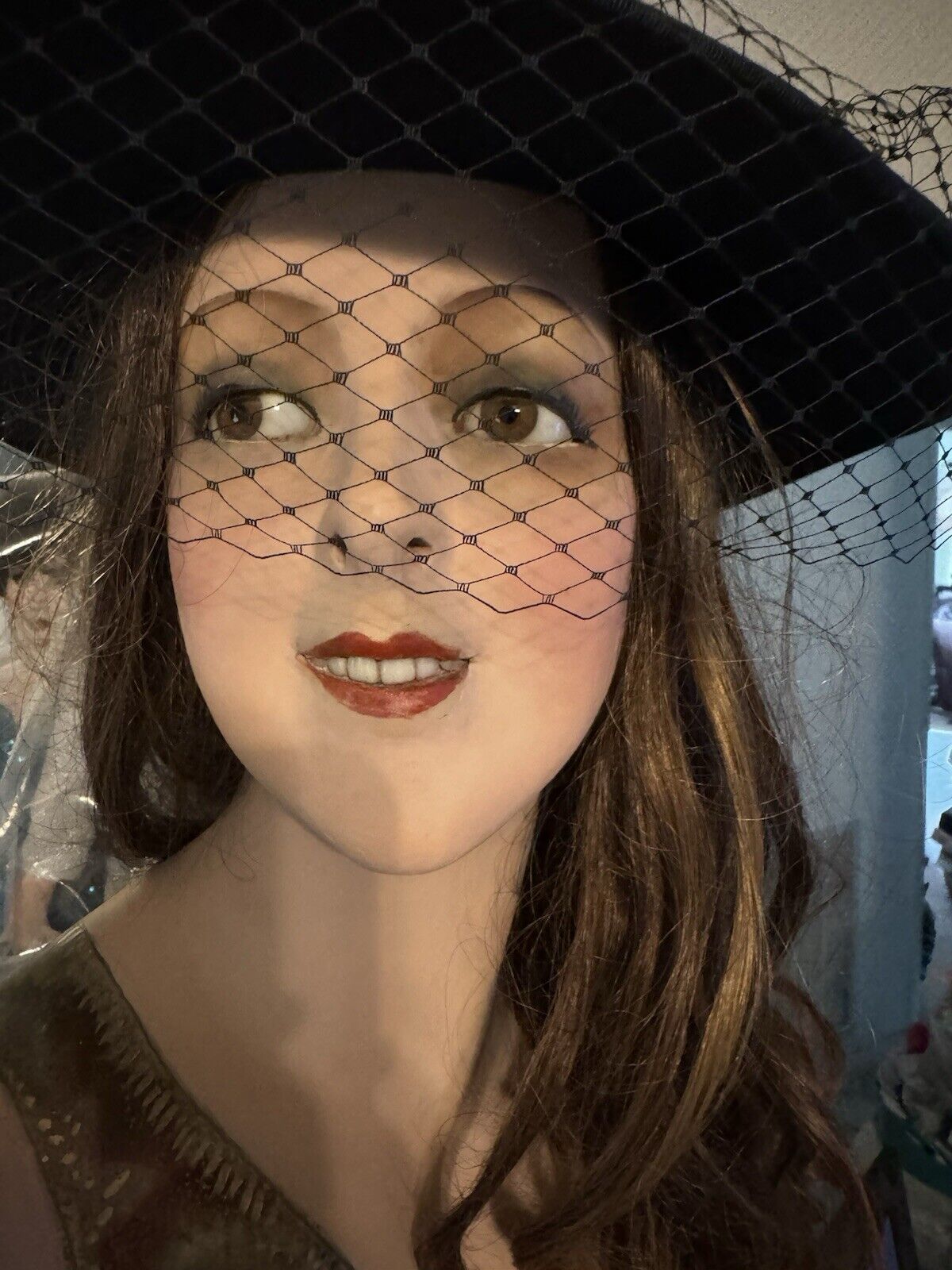 Vintage Antique French Paris Lady Head Mannequin Bust Milliner Hat Model Wax?