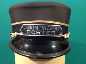 VINTAGE UNION PACIFIC WESTERN RAILROAD PULLMAN "PORTER" HAT AND BADGE