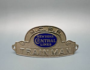 VINTAGE NY CENTRAL LINES MICHIGAN CENTRAL RAILROAD MCRR TRAINMAN HAT BADGE B40