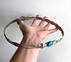 Vintage Navajo "Fred Thompson" Sterling & Turquoise Solid Hat Band - 25"-27”