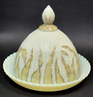 Libbey EAPG MAIZE Corn COVERED BUTTER DISH Antique Libbey Glass Co. Cheese Plate