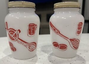 Fire King Red Kitchen Aid Salt And Pepper Shaker Set