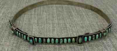 Vintage Navajo Turquoise Hat Band Sterling Silver Signed JJF Old Pawn