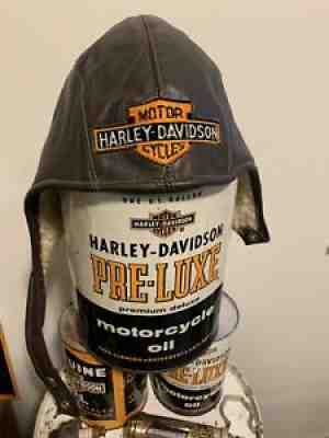 RARE VINTAGE LEATHER AMF HARLEY DAVIDSON SNOOPY HAT HELMET LAMBSWOOL SIZE M