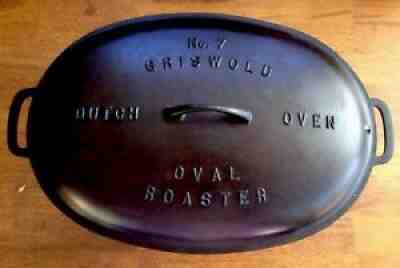 Vintage Griswold Cast Iron Dutch Oval Oven No. 7 With Lid And Trivet