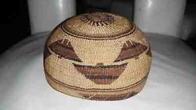 Vintage Hupa - Yurok - Karuk Basket Hat Fine Weave Great Design > NICE
