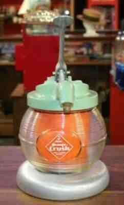 1940-50s Vintage Drink Orange Crush Syrup Dispenser Glass with Porcelain Lid