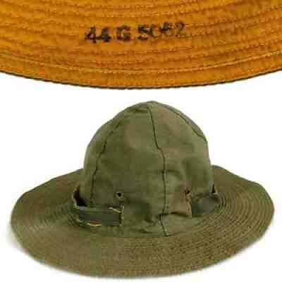 Vintage WWII 1940s USAF C-1 Survival Sun Hat Reversible Yellow Green Boonie