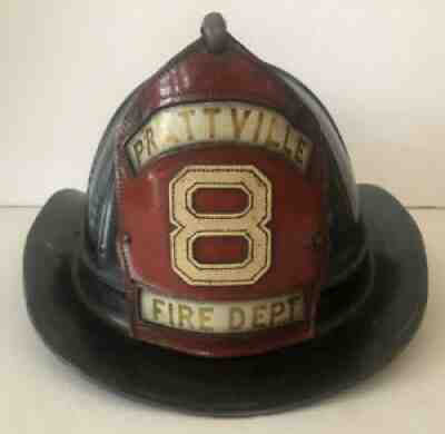 Vintage Cairns & Brothers Fireman's Helmet Hard Hat Prattville AL Fire Dept. #8