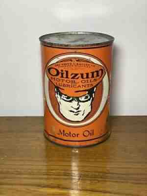 Vintage FULL Oilzum Motor Oil Quart w/Crystal Lid Worcester MA White & Bagley