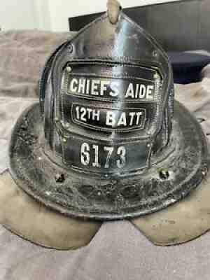 Vintage FDNY Cairns Brothers Helmet, Badge, Leather badge, helmet badge, hat