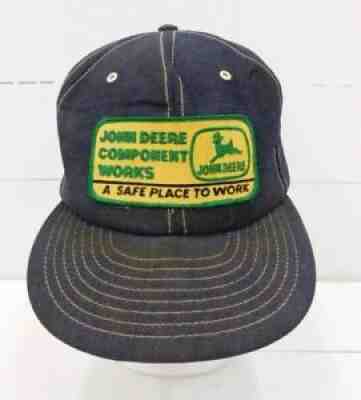 VTG John Deere Component Works Louisville KY Mfg Denim Truckers Snapback Cap Hat