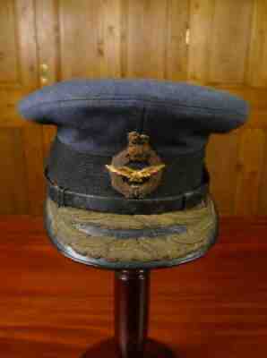 GENUINE 1930S 1940S WW2 ERA VINTAGE AIR VICE MARSHALL'S RAF CAP HAT UK7