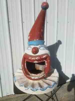 VINTAGE CARNIVAL CLOWN HEAD TRASH CAN LID CIRCUS SIDESHOW FREAKSHOW AMUSEMENT